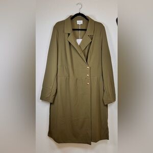 Olive green long sleeve wrap dress, size 3X